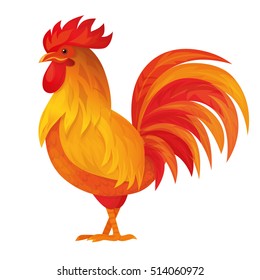 Fire Rooster - symbol of Chinese New Year 2017. isolated on white background. Vector illustration.