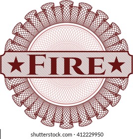 Estampilla de rosetón de fuego o emblema del estilo del dinero