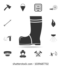 Fire rubber boots icon. Detailed set icons of firefighter element icons. Premium quality graphic design. One of the collection icons for websites, web design, mobile app on white background