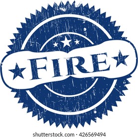 Fire rubber stamp with grunge texture