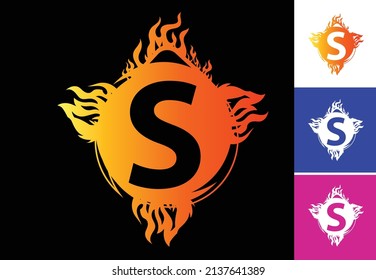 Fire S letter logo and icon design template
