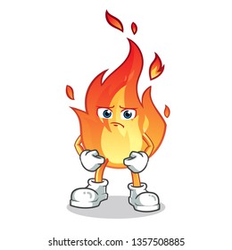 fire sad mascot vector cartoon illustration