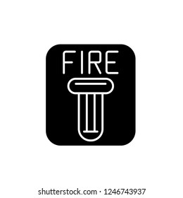 Fire safety black icon, vector sign on isolated background. Fire safety concept symbol, illustration 