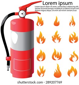 Fire safety and flame icons on a white background. in vector format