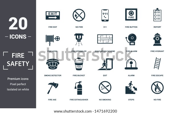 Fire Safety Icon Set Contain Filled Stock Vector Royalty Free 1471692200