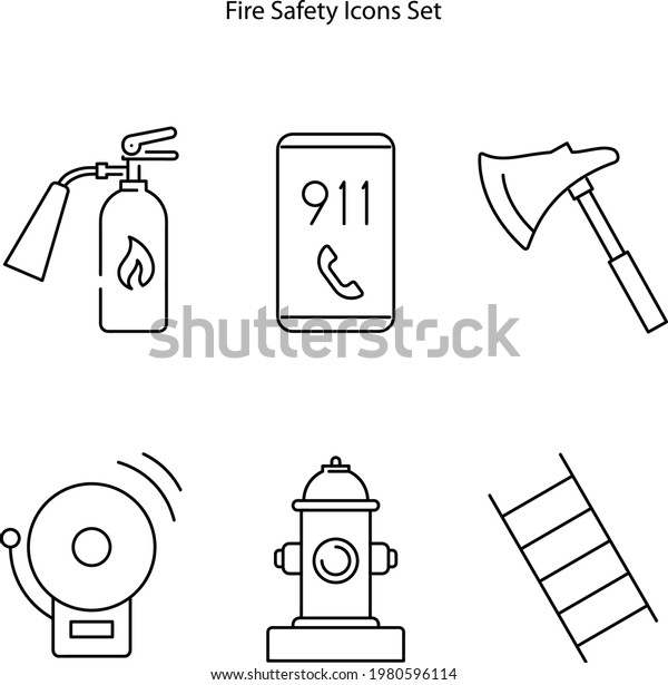 Fire Safety Icon Set Contain Filled Stock Vector (Royalty Free ...