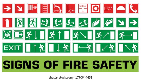 Fire safety icon set. Meeting point, emergency assembly point. Vector illustration.