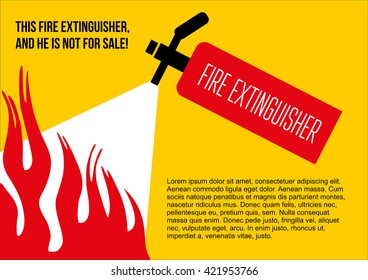 Fire Safety Poster. Eliminate Fire Extinguisher. Vector Illustration