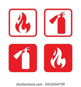 Fire safety sign collection. Fire protection sign vector collection. Fire safety stickers