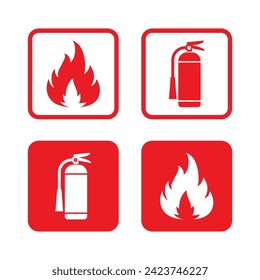 Fire safety sign collection. Fire protection sign vector collection. Fire safety stickers