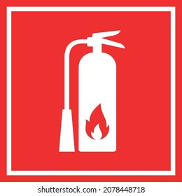 Señal de seguridad contra incendios Extinguisher. Símbolo rojo vector. Pegatina aislada de protección contra incendios, peligro, extinción.