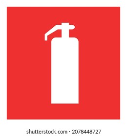 Señal de seguridad contra incendios Extinguisher. Símbolo rojo vector. Pegatina aislada de protección contra incendios, peligro, extinción.