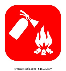 Fire safety sign vector illustration isolated on white background. Fire extinguisher sign. Red fire extinguisher clip art.