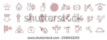 Fire safety sign. Fire warnings and actions. Fire safety icons. EPS 10.