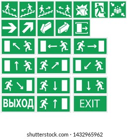 Fire safety signs, plates vector illustration