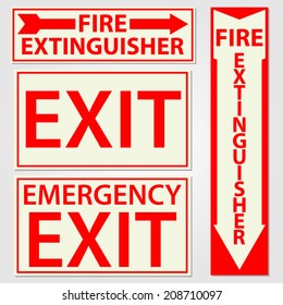 Fire safety signs vector illustration