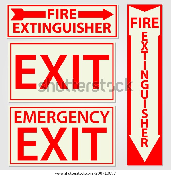 Fire Safety Signs Vector Illustration Stock Vector (Royalty Free) 208710097