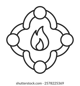Fire Safety Team Icon Representing Group Protection, Risk Management, and Emergency Response