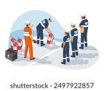 fire Safety training for employees in factories isometric isolated