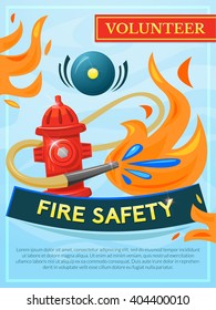 Fire safety vector poster, vector illustration fire extinguishing