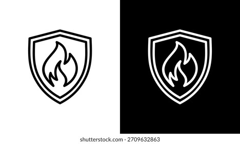 Icono blanco de seguridad contra incendios