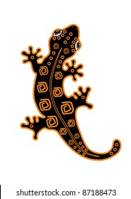 Fire salamander with pattern on the back. Cartoon. Vector illustrations