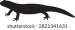 Fire Salamander Silhouette - Cute Black Amphibian Icon Vector