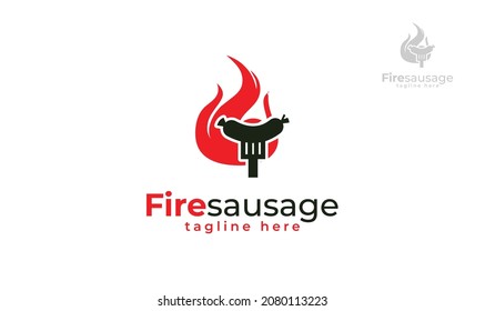 Brandwurst Logo-Design. Vektorgrafik