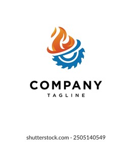 Fire Saw combination logo icon vector