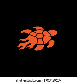Fire and Sea Turtle Logo Illustration Icon Symbol