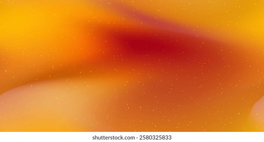 Fire seamless bg with grainy sparks texture. Organic gradient mesh blurred background with overlaid noise. Yellow orange vector illustration.