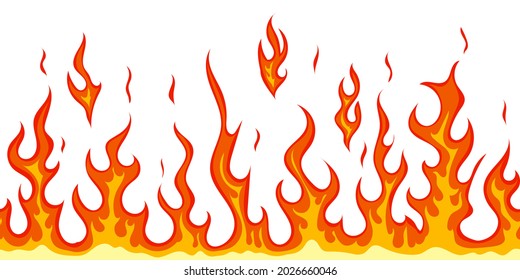 fire seamless border, vector illustration