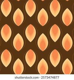 Fire seamless pattern with  brown background