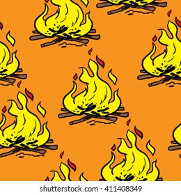 fire seamless pattern cartoon illustration