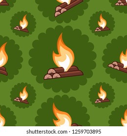 Fire seamless pattern. Decoration for greeting cards, posters, stripes, prints for clothes, emblems. EPS 10 vector graphics