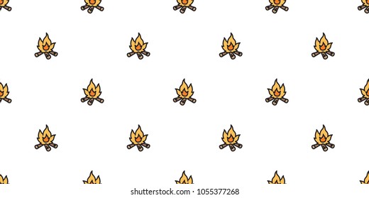 Fire Seamless Pattern Wood Branch Firewood Vector Isolated Wallpaper White Background