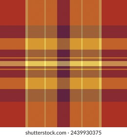 Fire seamless vector background, styling check textile fabric. Brand plaid tartan texture pattern in red and golden orange colors.