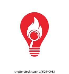 Fire Search bulb shape concept Logo Template Design Vector. Find Fire logo design template. Fire and magnifying glass icon