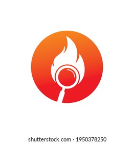 Fire Search Logo Template Design Vector. Find Fire logo design template. Fire and magnifying glass icon