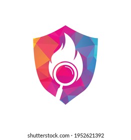 Fire Search Logo Template Design Vector. Find Fire logo design template. Fire and magnifying glass icon	