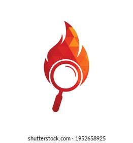 Fire Search Logo Template Design Vector. Find Fire logo design template. Fire and magnifying glass icon
