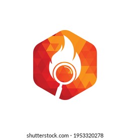 Fire Search Logo Template Design Vector. Find Fire logo design template. Fire and magnifying glass icon