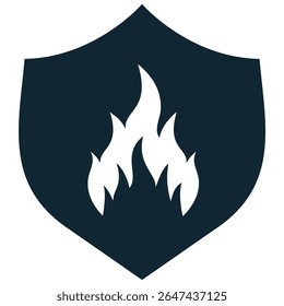 Fire security icon vector, representing fire safety, protection, and emergency preparedness. Ideal for building regulations, alarm systems, evacuation plans, and risk management.