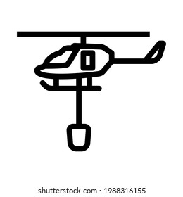 Fire Service Helicopter Icon. Bold outline design with editable stroke width. Vector Illustration.