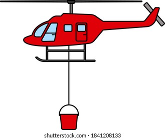 Fire Service Helicopter Icon. Editable Outline With Color Fill Design. Vector Illustration.