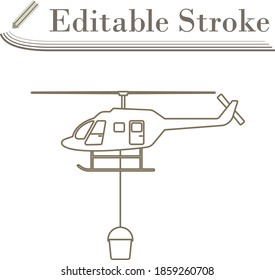 Fire Service Helicopter Icon. Editable Stroke Simple Design. Vector Illustration.