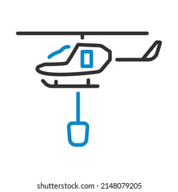Icono del helicóptero del servicio de bomberos. Contorno de negrita editable con diseño de relleno de color. Ilustración vectorial.