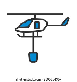 Fire Service Helicopter Icon. Editable Bold Outline With Color Fill Design. Vector Illustration.