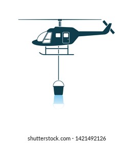 Fire Service Helicopter Icon. Shadow Reflection Design. Vector Illustration.