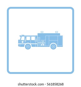 Fire service truck icon. Blue frame design. Vector illustration.